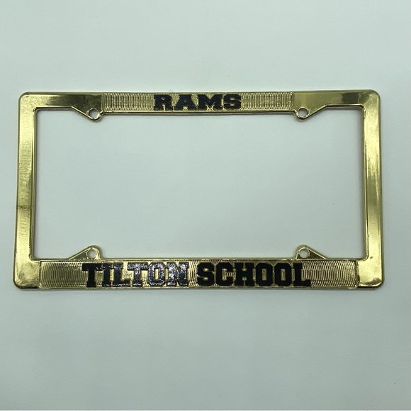 The Tilton School License Plate Frame New Hampshire Metal Gold Tone New Prep - Picture 1 of 12